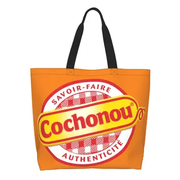 Многоразовая хозяйственная сумка Pig Cochonou, женская холщовая сумка-тоут, моющиеся сумки для покупок с продуктами