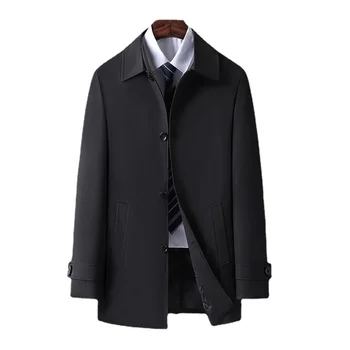 Мода 2023 года, Однотонный мужской повседневный деловой тренч, мужское пальто для отдыха, мужские пыльники в стиле панк, куртки Q50