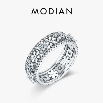 Модианское серебро 925 пробы винтажные цветы маргаритки AAAAA CZ кольца для пальцев сверкающие наращиваемые изысканные ювелирные изделия для женщин Подарки