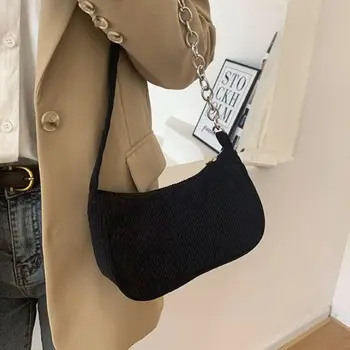 Модная маленькая женская сумка на молнии, классические дизайнерские сумки через плечо, ретро-вельветовая сумка подмышками для женщин, женская сумка-мессенджер