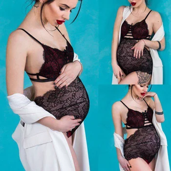 Модная пижама для беременных, боди сращивания, Сексуальное кружевное белье, нижнее белье, Летнее платье для съемки беременности, Фото Нового