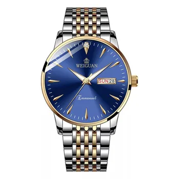 Модные брендовые мужские деловые часы с двойным календарем, светящиеся водонепроницаемые часы, Роскошные трендовые Спортивные кварцевые наручные часы с большим циферблатом