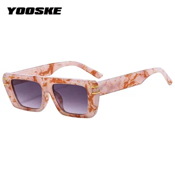 Модные квадратные солнцезащитные очки YOOSKE UV400, европейские и американские винтажные очки с заклепками для женщин и мужчин, Gafas De Sol