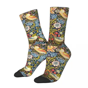Модные мужские носки повседневного дизайна William Morris Strawberry Thief 1883, женские носки для скейтбординга из полиэстера, весна-лето