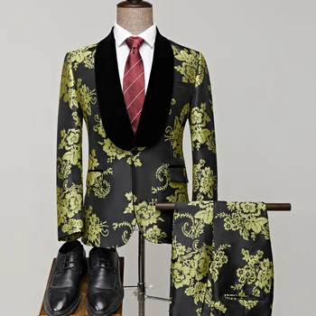 Модный мужской жаккардовый костюм европейского размера, 2 предмета, высококачественное деловое платье Homme, блейзеры, куртка, 2022 Новый свадебный банкетный набор