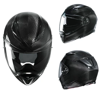 Мотоциклетный шлем с двойным зеркалом из углеродного волокна, полный шлем для мотогонок