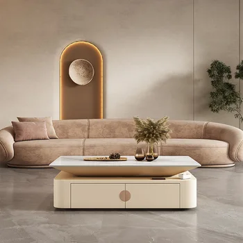 Мраморный прямоугольный журнальный столик, Роскошный Современный Простой шкаф для телевизора с выдвижным ящиком, Мебель для гостиной в Европейском стиле