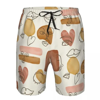 Мужская быстросохнущая пляжная одежда С чертами лица, купальник, мужской купальный костюм, мужские купальники