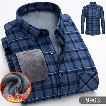 Мужская рубашка контрастного цвета, стильная мужская зимняя рубашка в клетку, толстый плюш, плюс размер для официальной деловой офисной одежды, мужская дышащая