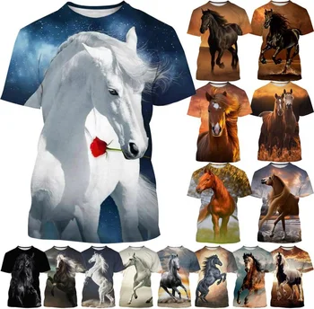Мужская футболка с 3D-принтом животного Лошади, Горячая распродажа, Повседневная Уличная футболка в стиле Харадзюку, Новый Модный пуловер Унисекс, футболка