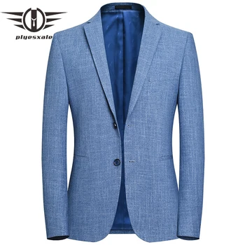 Мужские блейзеры, новые поступления 2023, роскошный повседневный блейзер Slim Fit, мужская брендовая одежда, стильная светло-голубая деловая официальная одежда Q1182