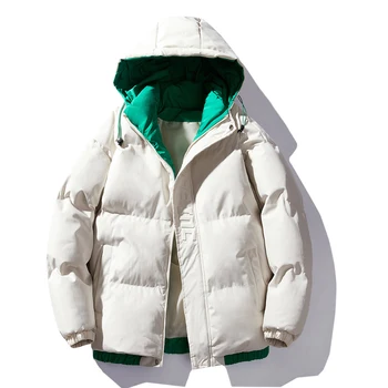 Мужские зимние модные парки, пальто с хлопковой подкладкой, уличные толстые теплые куртки с капюшоном, уличная повседневная ветровка, верхняя одежда