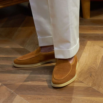 Мужские лоферы из натуральной кожи на плоской подошве, однотонные цвета для повседневного делового комфорта и отдыха, классическая универсальная мужская обувь