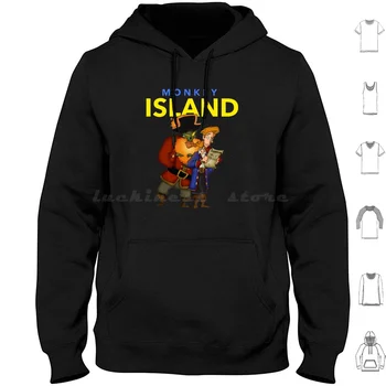 Мультяшная толстовка Monkey Island с капюшоном из хлопка с длинным рукавом Monkey Island Guybrush Ретро Компьютерная игра Lucas 80s Geek Nerd Gaming Point