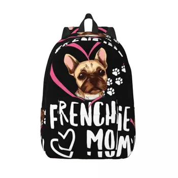 Мультяшный рюкзак Frenchie Mom Cute Bulldog Мужские Повседневные рюкзаки из полиэстера, Мягкие школьные сумки Kawaii, рюкзак