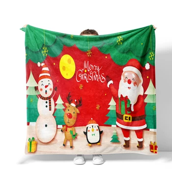 Мягкое офисное одеяло, фланель + коралловое бархатное прямоугольное одеяло с рождественским рисунком, детское одеяло, молочное бархатное одеяло для дивана,