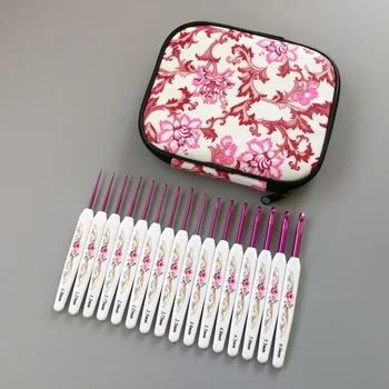 Набор розовых алюминиевых крючков для вязания крючком, набор спиц с пластиковой ручкой, набор поделок своими руками для вязания свитера из пряжи