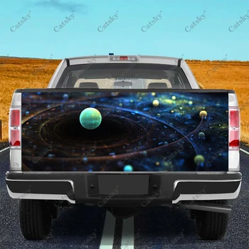 Наклейка на заднюю дверь грузовика с абстрактной сферой, виниловая наклейка с изображением высокой четкости, подходит для пикапов, устойчива к атмосферным воздействиям.