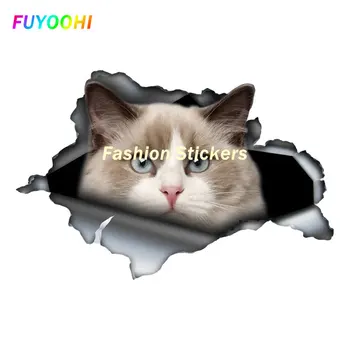 Наклейки FUYOOHI Play Ragdoll Cat Самоклеящаяся наклейка Наклейка для автомобиля Водонепроницаемые Автодекоры на бампер Заднее стекло Ноутбук Шлем
