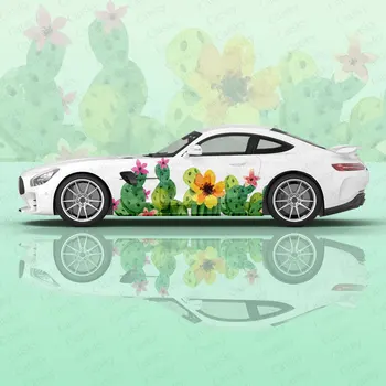 Наклейки с рисунком растения кактуса, Виниловые наклейки на кузов автомобиля Itasha, наклейка на бок автомобиля, наклейка на кузов автомобиля, наклейки для декора автомобиля