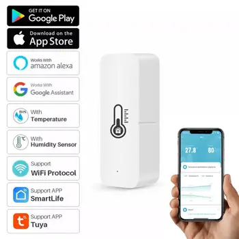 Напоминание о мониторинге датчика температуры и влажности Tuya Smart Wifi ZigBee 3.0 Работает с приложением Alexa Home Smart Life и т.д.