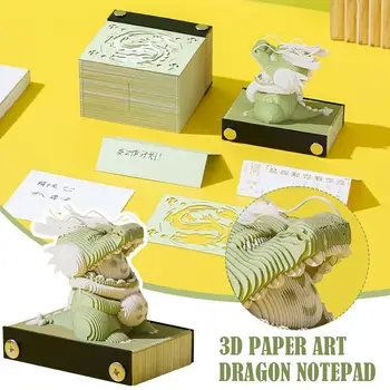 Нелипкие 3D блокноты для заметок Креативный 3D блокнот Художественный календарь Вырезание дракона из бумаги 3D Календарь Вырезание из бумаги Подарочное украшение рабочего стола
