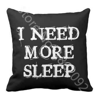 Необычная Черная наволочка I Need More Sleep Typography, Забавный современный чехол для подушки Need Sleep Nap, Мягкий квадратный полиэстер 18 дюймов