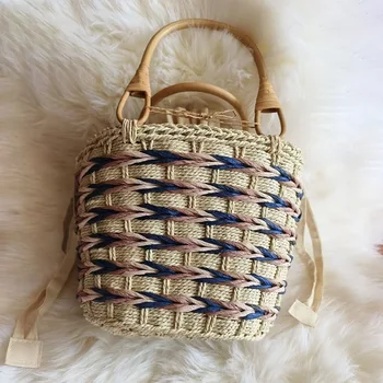 Новая женская плетеная сумка из бамбука и ротанга ручной работы, сумка для хранения, корзина для овощей