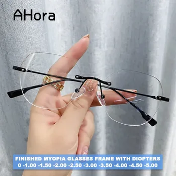 Новая многоугольная оправа для очков от близорукости без оправы для женщин, прозрачные компьютерные очки для близоруких, ретро мужская оптическая оправа