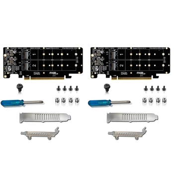 НОВИНКА-2X PCIE X16 -M.2 M-Key Nvmex4 SSD 2U Серверная Riser Card Двухсторонняя 4-Дисковая Разделенная карта NVME RAID PCI-EX16