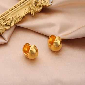 Новинка высокого качества в европейском стиле, покрытые 14-каратным золотом металлические овальные серьги в виде яичной скорлупы, женские аксессуары для ушей