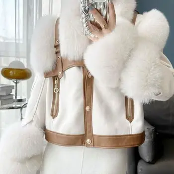 Новое зимнее пальто из лисьего меха из натуральной кожи 2023 года для молодых женщин, модное и тонкое пуховое пальто