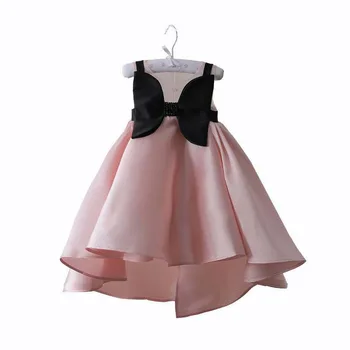 Новое поступление, модное черное платье с бантом, Розовое повседневное вечернее платье принцессы для дня рождения, Детская одежда, Верхняя одежда для маленьких девочек