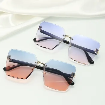 Новые индивидуальные солнцезащитные очки без оправы Для мужчин и женщин с одинаковыми модными солнцезащитными очками в четырехугольной оправе.