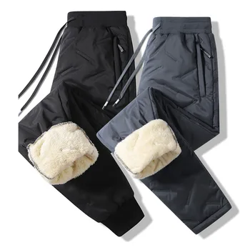 Новые мужские кашемировые брюки с подкладкой, утепленные зимние теплые джоггеры для бега, спортивная одежда, свободные повседневные спортивные штаны, термобрюки больших размеров