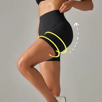 Новые шорты для йоги, женские спортивные шорты для фитнеса, шорты для бега и велоспорта с высокой талией, Однотонные Дышащие Нейлоновые шорты для тренировок, 3 цвета