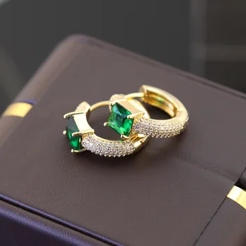 Новый корейский модный стиль, Светло-роскошные серьги с зеленым цирконием для женских подарков на банкет, ювелирные серьги 2023