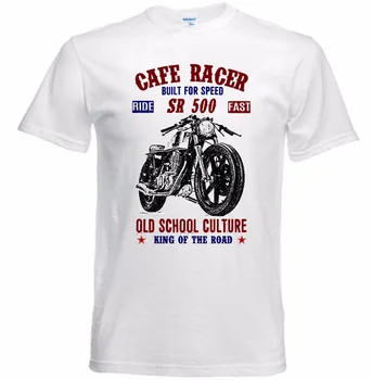 Новый летний модный винтажный японский мотоцикл Sr 500 Cafe Racer с коротким рукавом в винтажном стиле - Новая хлопковая футболка с индивидуальным дизайном