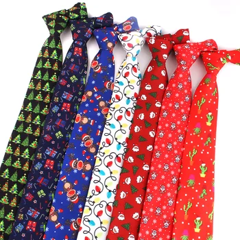 Новый мужской Рождественский галстук с уникальным принтом Рождественской елки, Лося, Снежинки, галстук на шею, повседневные вечерние галстуки с принтом для мужчин и женщин