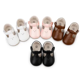 Обувь для маленьких девочек Базовая детская обувь Mary Janes на плоской подошве для малышей, повседневная обувь принцессы с защитой от скольжения для ребенка, обувь из искусственной кожи