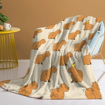Одеяло из трепещущей капибары, набивное одеяло, Плюшевое пушистое фланелевое флисовое одеяло, мягкие накидки на диван-кушетку и кровать