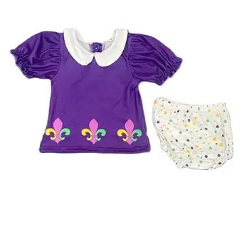 Оптовая продажа детской одежды для новорожденных Mardi Gras Baby Boutique Костюмы для девочек-близнецов, подходящие для мальчиков для девочек