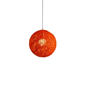 Оранжевая люстра из бамбука, ротанга и шара для индивидуального творчества, сферический абажур из ротанга в виде гнезда