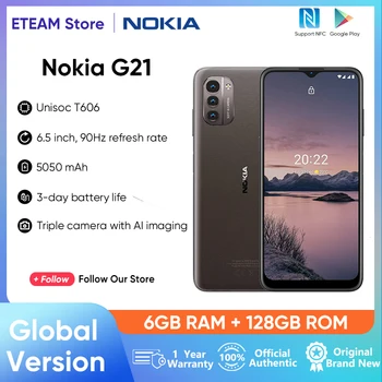 Оригинальная Глобальная версия Nokia G21 6GB 128GB 6,5-дюймовый Дисплей с частотой 90 Гц, Батарея 5050 мАч, тройная камера 50 Мп, Разблокировка лица, 3-дневная батарея
