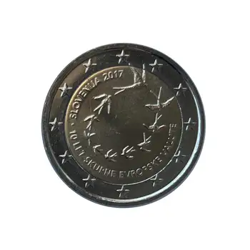 Оригинальная монета 2 евро, Словения, 10-летие Евро, 2017 год, без обращения