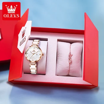 Оригинальные кварцевые часы роскошного бренда OLEVS для женщин, водонепроницаемые часы со светящимся календарем, Элегантные женские наручные часы с керамическим ремешком
