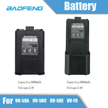 Оригинальный аккумулятор Baofeng 1800 мАч, 3800 мАч, 7,4 В, подходит для серии портативных раций UV-5R, UV-8F