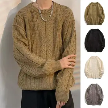 Осенне-зимний теплый свитер, мужской повседневный вязаный пуловер с высоким воротом, сохраняющий тепло, мужской джемпер, вязаный шерстяной свитер