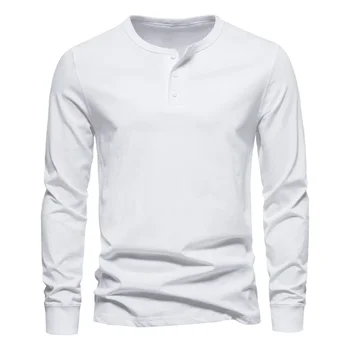 Осенне-зимняя новинка 2023, мужская модная футболка с длинными рукавами, однотонная повседневная нижняя рубашка