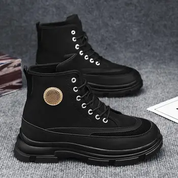 Осенью 2023 года Новые черные ботинки Martin, мужские мотоциклетные кожаные ботинки в британском стиле, мужская обувь с высоким берцем в стиле ретро